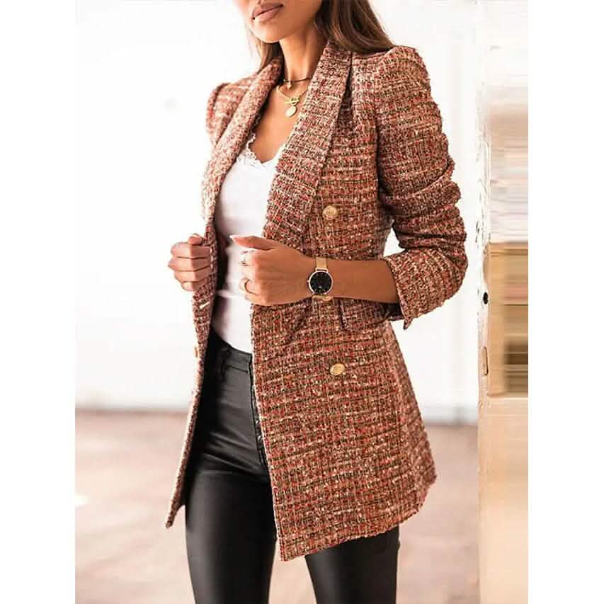 Women's Blazer Casual Jacket Brown Women's Outerwear - Tophatter Daily Deals
