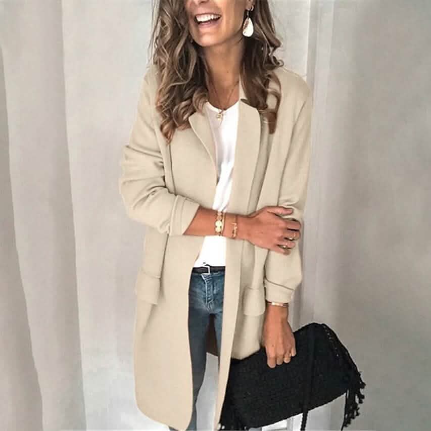 Women's Blazer Outdoor Coat Beige Women's Outerwear - Tophatter Daily Deals