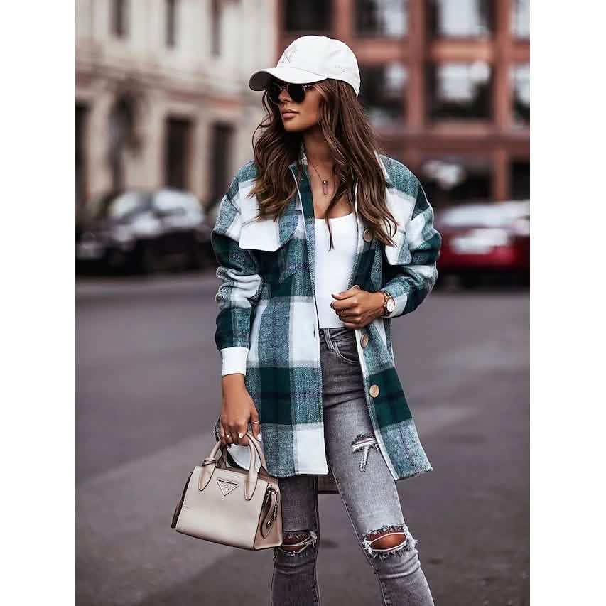 Women's Blouse Shirt Shacket Button Pocket Long Sleeve Blue Women's Tops - Tophatter Daily Deals