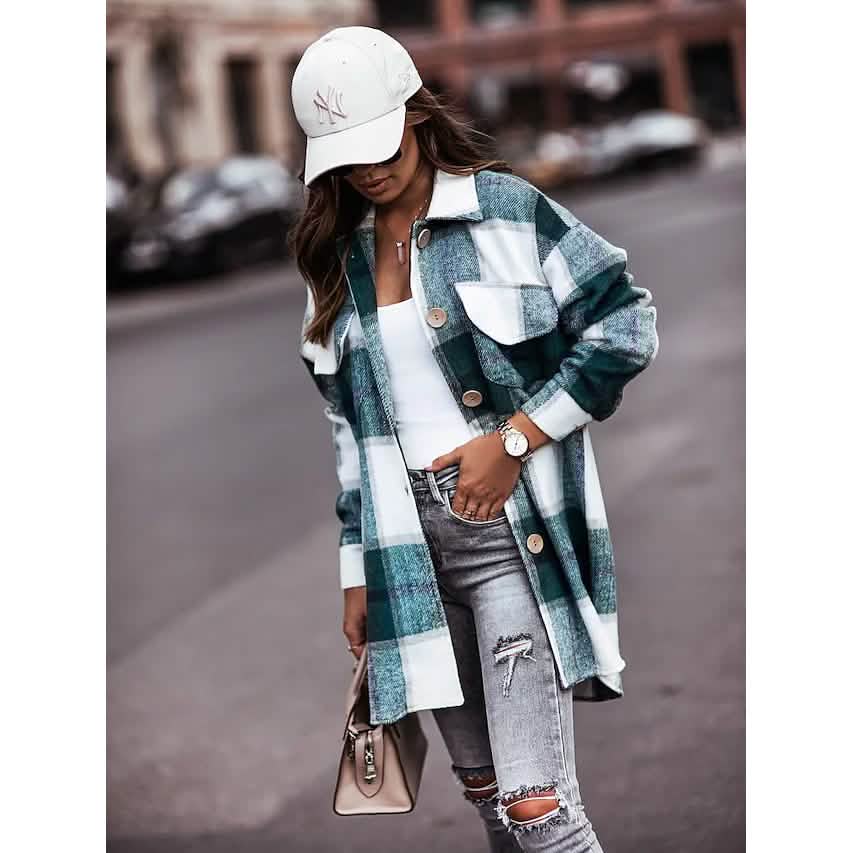 Women's Blouse Shirt Shacket Button Pocket Long Sleeve Women's Tops - Tophatter Daily Deals