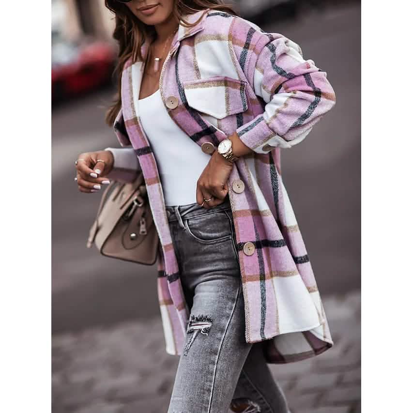 Women's Blouse Shirt Shacket Button Pocket Long Sleeve Women's Tops - Tophatter Daily Deals