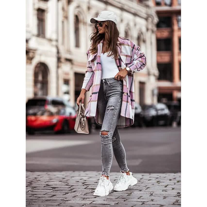 Women's Blouse Shirt Shacket Button Pocket Long Sleeve Women's Tops - Tophatter Daily Deals