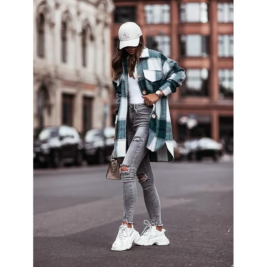 Women's Blouse Shirt Shacket Button Pocket Long Sleeve Women's Tops - Tophatter Daily Deals