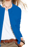 Women's Button Down Crew Neck Long Sleeve Soft Knit Cardigan Sweaters Women's Outerwear - Tophatter Daily Deals
