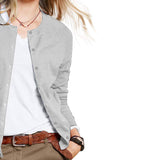 Women's Button Down Crew Neck Long Sleeve Soft Knit Cardigan Sweaters Women's Outerwear - Tophatter Daily Deals
