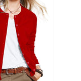 Women's Button Down Crew Neck Long Sleeve Soft Knit Cardigan Sweaters Women's Outerwear - Tophatter Daily Deals