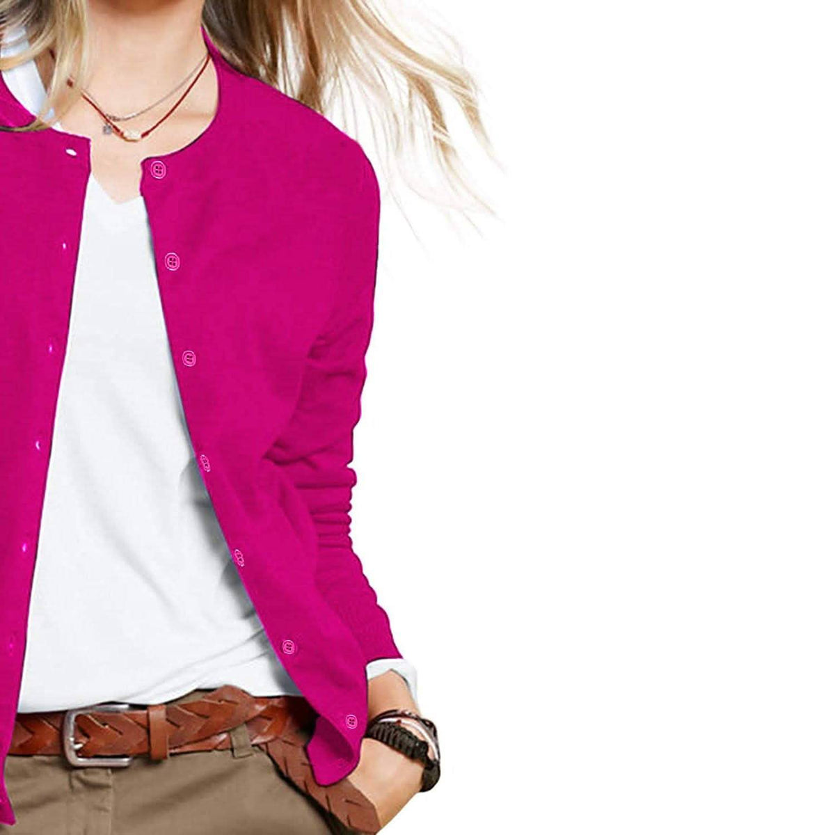 Women's Button Down Crew Neck Long Sleeve Soft Knit Cardigan Sweaters Women's Outerwear - Tophatter Daily Deals