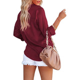 Women's Button Down Shirts Satin V Neck Long Sleeve Women's Tops - Tophatter Daily Deals