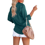 Women's Button Down Shirts Satin V Neck Long Sleeve Women's Tops - Tophatter Daily Deals