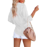Women's Button Down Shirts Satin V Neck Long Sleeve Women's Tops - Tophatter Daily Deals