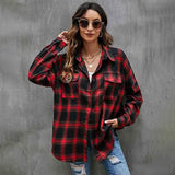 Women's Button Flannel Shirt Plaid Long Sleeve Top Women's Tops - Tophatter Daily Deals
