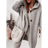 Women's Button Knitted Cardigan Sweater Gray Women's Outerwear - Tophatter Daily Deals