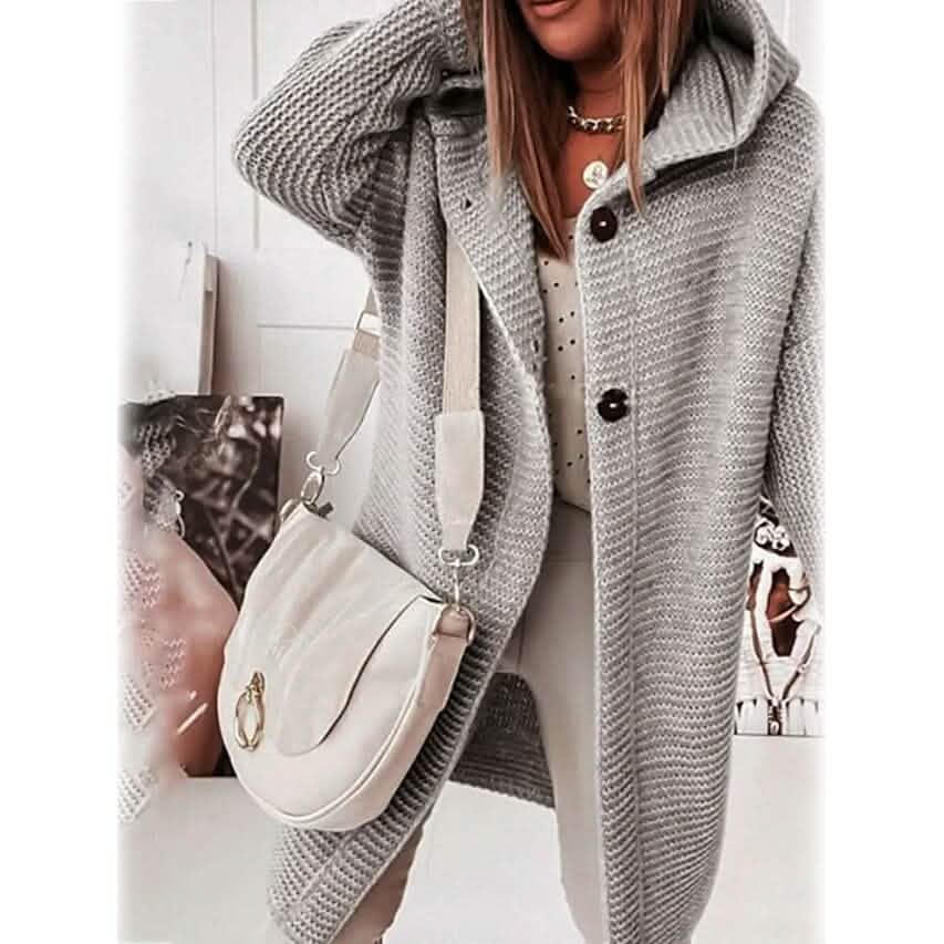 Women's Button Knitted Cardigan Sweater Gray Women's Outerwear - Tophatter Daily Deals