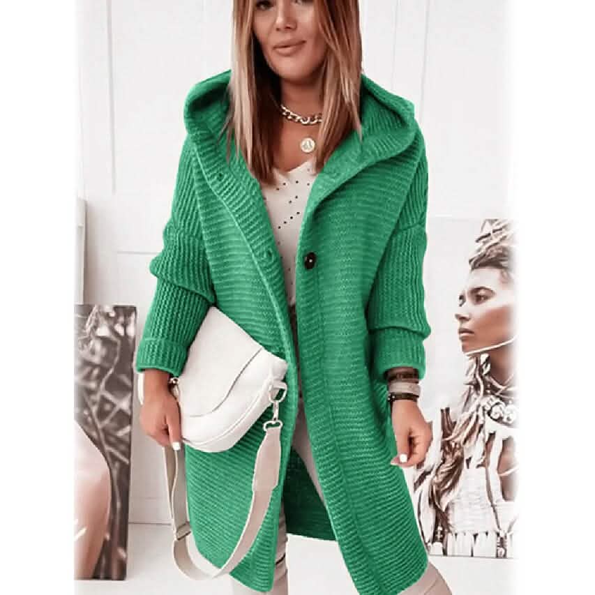 Women's Button Knitted Cardigan Sweater Green Women's Outerwear - Tophatter Daily Deals