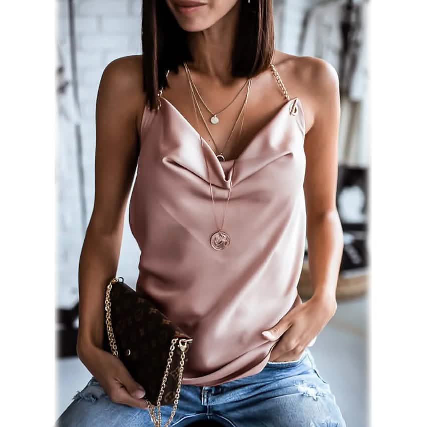Women's Camisole Solid Colored Backless V Neck Basic Top Rose Women's Tops - Tophatter Daily Deals