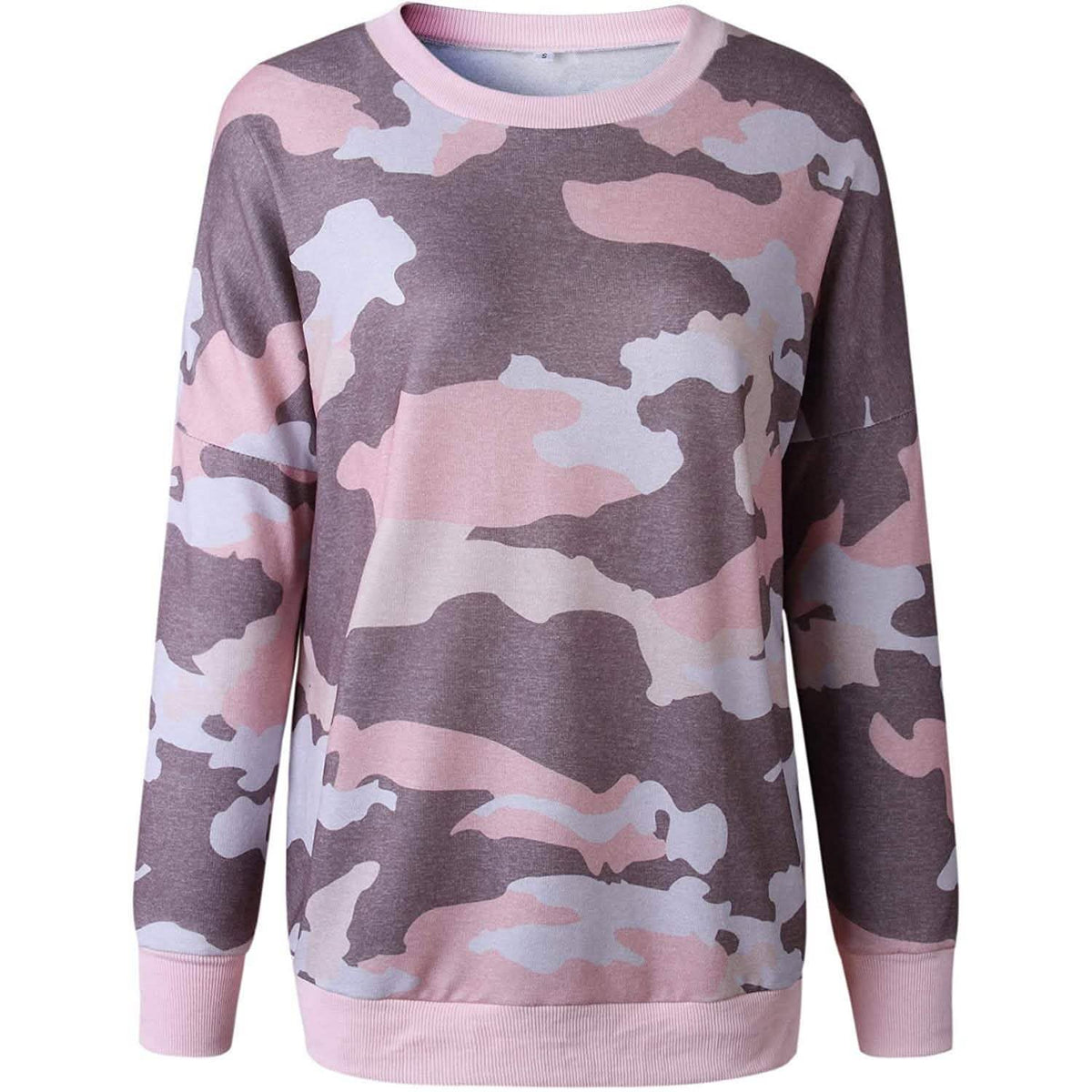 Women's Camouflage Print Casual Leopard Pullover Long Sleeve Sweatshirts Women's Tops - Tophatter Daily Deals