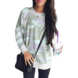 Women's Camouflage Print Casual Leopard Pullover Long Sleeve Sweatshirts Light Green Women's Tops - Tophatter Daily Deals