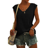 Women's Cap Sleeve T-Shirt Casual Loose Fit Tank Top Black Women's Tops - Tophatter Daily Deals