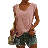 Women's Cap Sleeve T-Shirt Casual Loose Fit Tank Top Pink Women's Tops - Tophatter Daily Deals