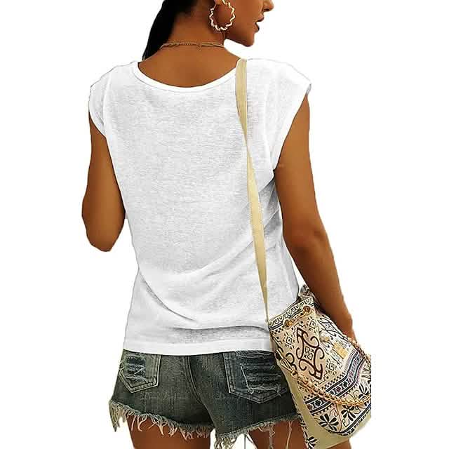 Women's Cap Sleeve T-Shirt Casual Loose Fit Tank Top White Women's Tops - Tophatter Daily Deals