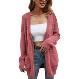 Women's Cardigan Knitted Sweater Jacket Red Women's Outerwear - Tophatter Daily Deals
