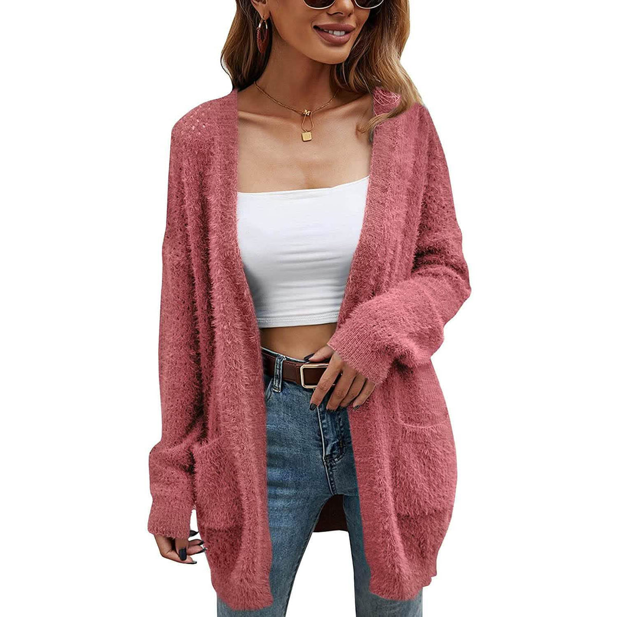 Women's Cardigan Knitted Sweater Jacket Red Women's Outerwear - Tophatter Daily Deals