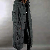Women's Cardigan Sweater Jumper Cable Chunky Knit Hooded Solid Color Open Front Dark Gray Women's Outerwear - Tophatter Daily Deals