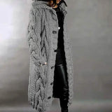 Women's Cardigan Sweater Jumper Cable Chunky Knit Hooded Solid Color Open Front Gray Women's Outerwear - Tophatter Daily Deals