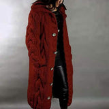 Women's Cardigan Sweater Jumper Cable Chunky Knit Hooded Solid Color Open Front Maroon Women's Outerwear - Tophatter Daily Deals