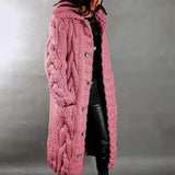 Women's Cardigan Sweater Jumper Cable Chunky Knit Hooded Solid Color Open Front Pink Women's Outerwear - Tophatter Daily Deals