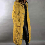 Women's Cardigan Sweater Jumper Cable Chunky Knit Hooded Solid Color Open Front Yellow Women's Outerwear - Tophatter Daily Deals