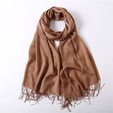 Women's Cashmere Wool Scarf Camel Gloves, Scarves & Earmuffs - Tophatter Daily Deals