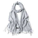 Women's Cashmere Wool Scarf Light Gray Gloves, Scarves & Earmuffs - Tophatter Daily Deals
