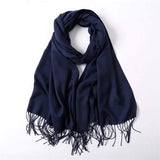 Women's Cashmere Wool Scarf Navy Gloves, Scarves & Earmuffs - Tophatter Daily Deals
