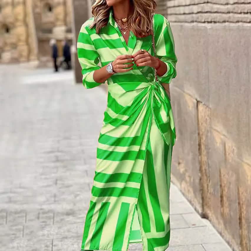 Women's Casual Boho Long Shirt Dress Green Women's Dresses - Tophatter Daily Deals