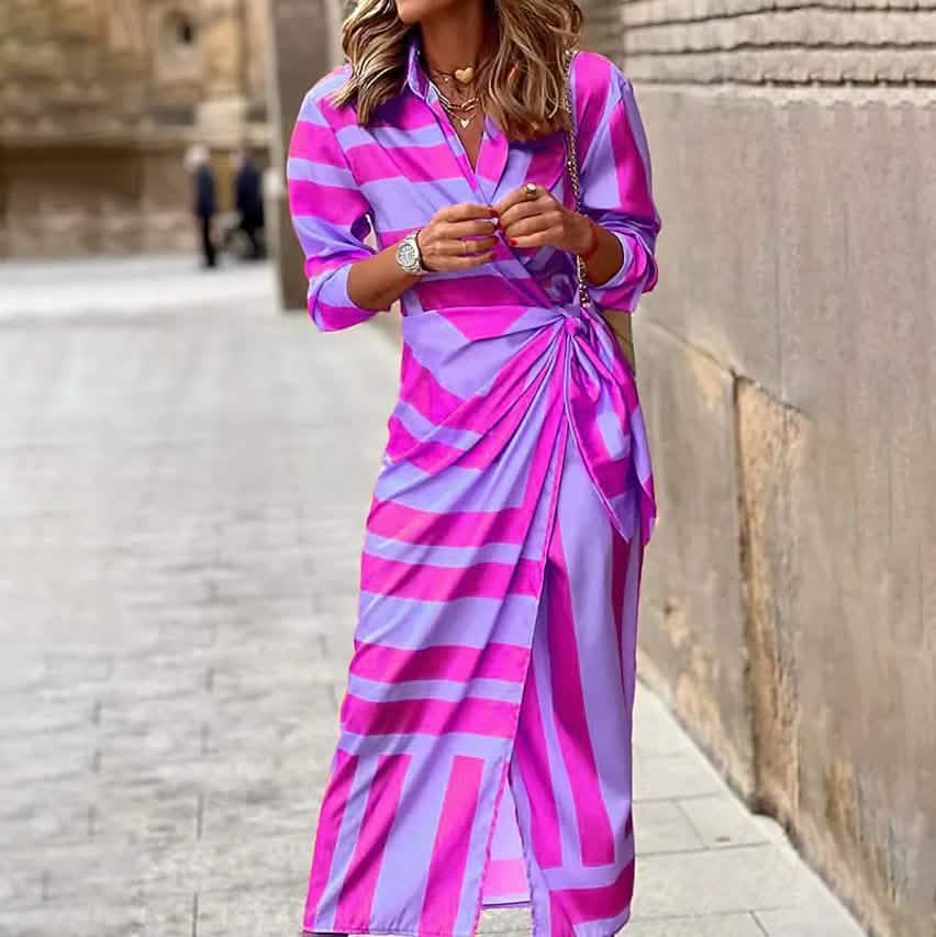 Women's Casual Boho Long Shirt Dress Purple Women's Dresses - Tophatter Daily Deals