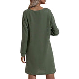 Women's Casual Dresses V-Neck Buttoned Hip Knitted Dresses Women's Dresses - Tophatter Daily Deals