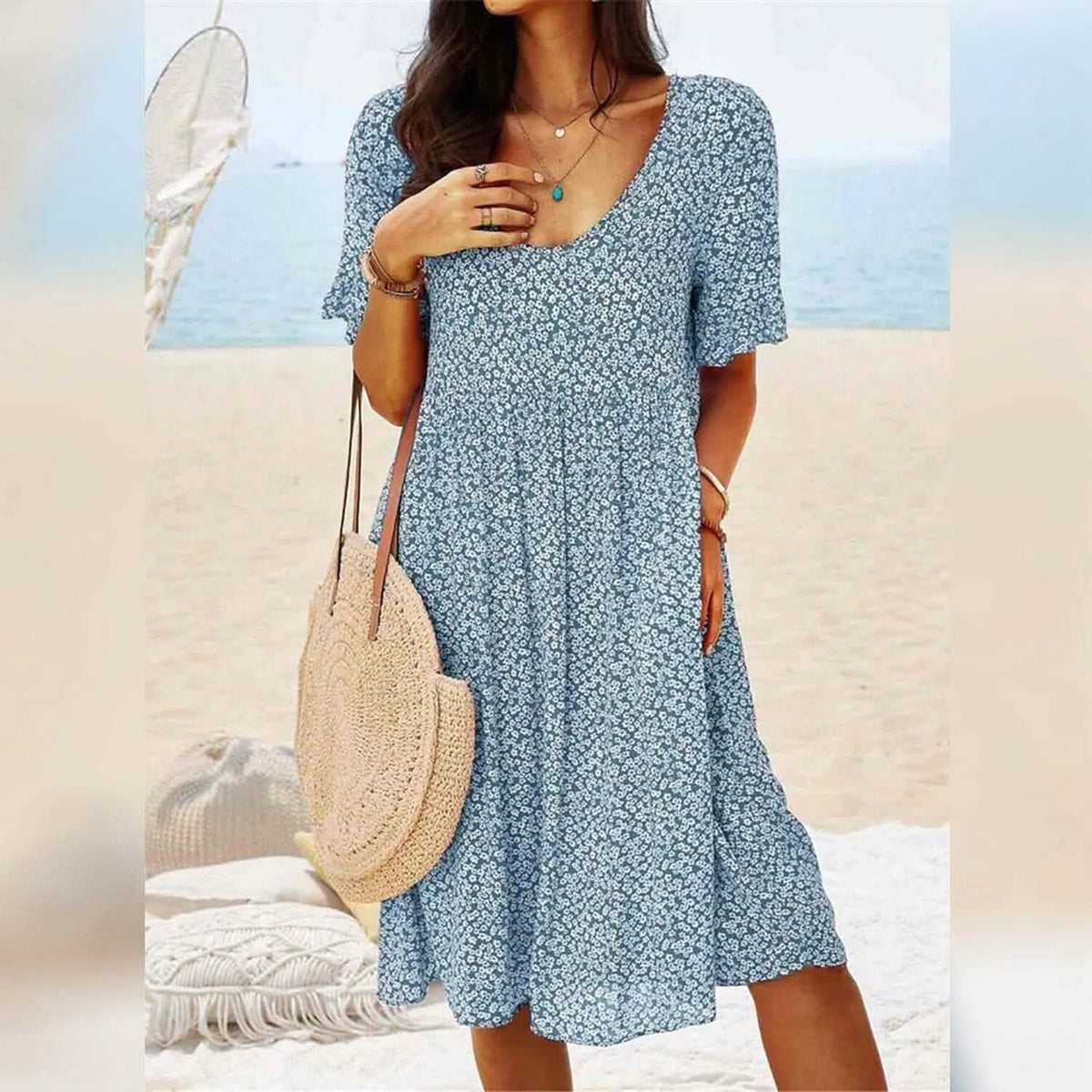 Women's Casual Floral Dress Light Blue Women's Dresses - Tophatter Daily Deals