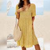 Women's Casual Floral Dress Yellow Women's Dresses - Tophatter Daily Deals
