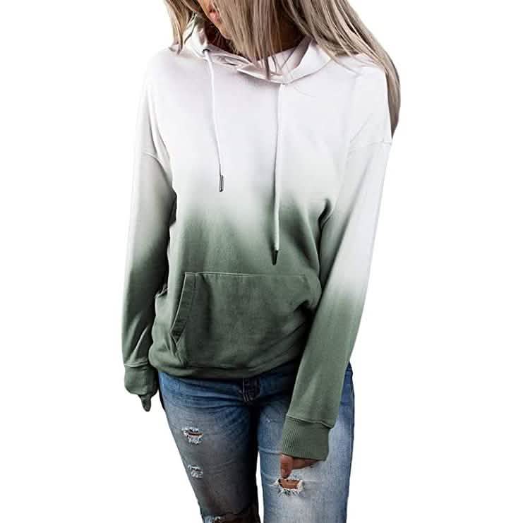 Women's Casual Hooded Sweatshirt Loose Drawstring Pullover Hoodie Green Women's Tops - Tophatter Daily Deals