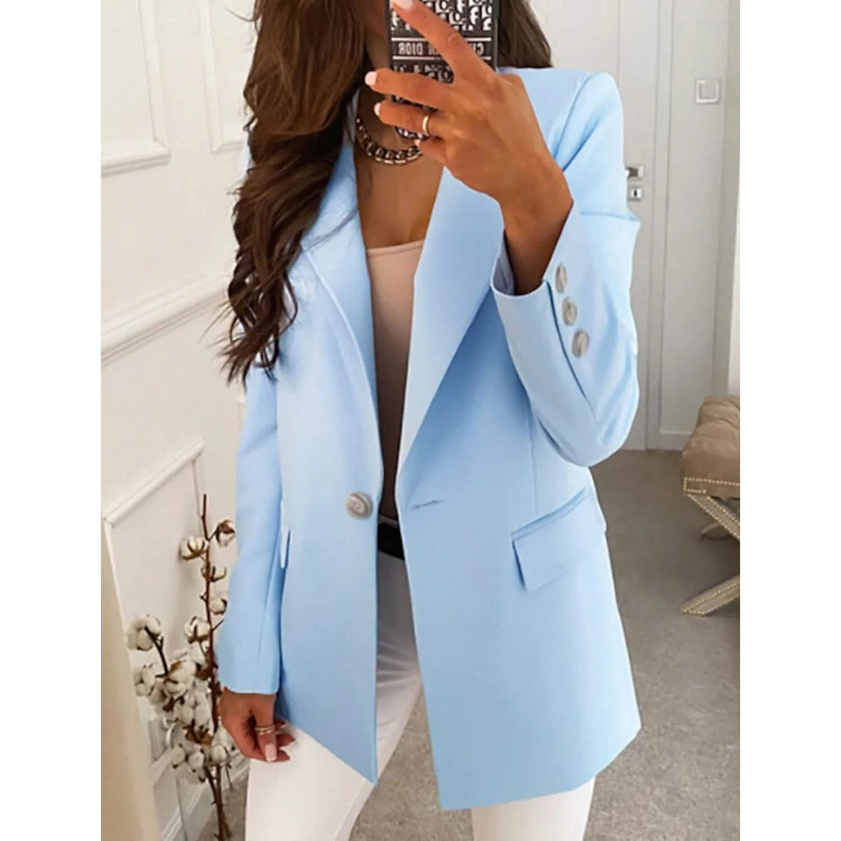 Women's Casual Long Sleeve Blazer Blue Women's Outerwear - Tophatter Daily Deals