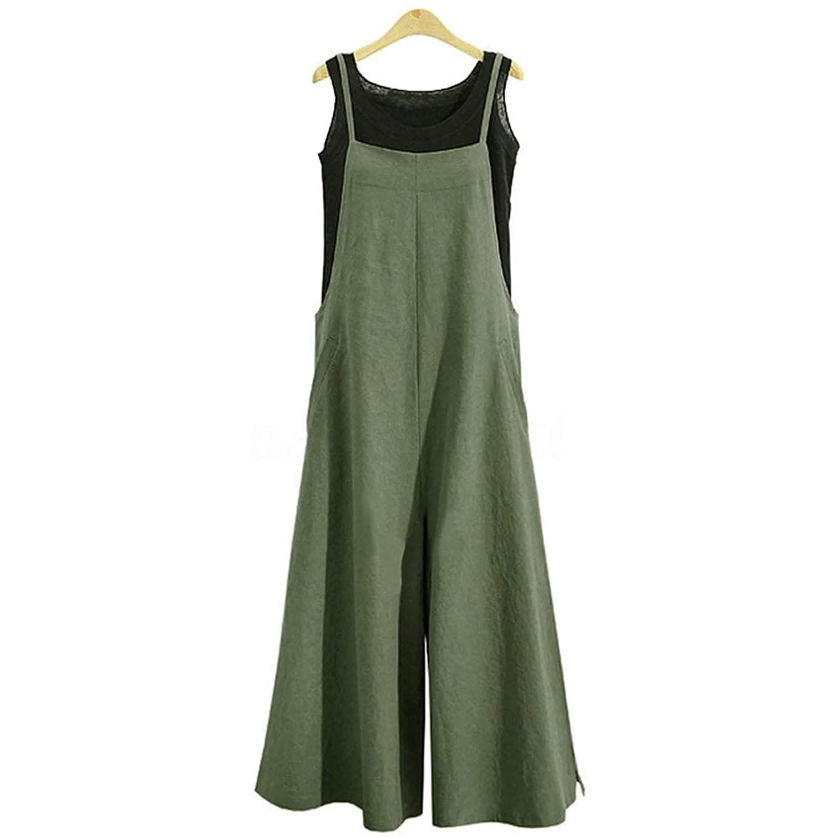 Women's Casual Loose Long Wide Leg Jumpsuits Army Green Women's Dresses - Tophatter Daily Deals