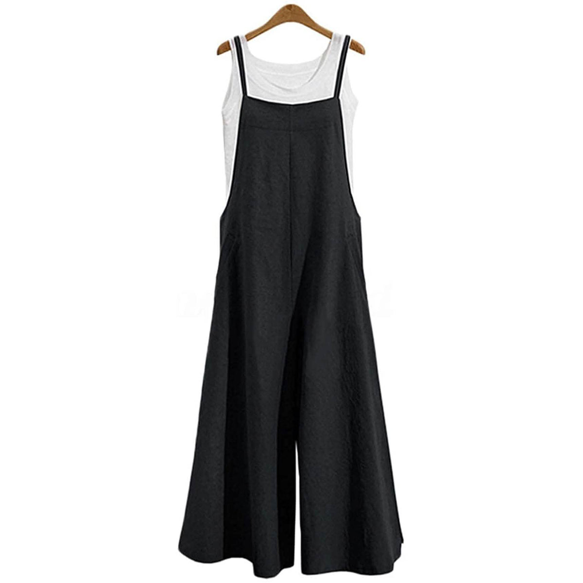 Women's Casual Loose Long Wide Leg Jumpsuits Black Women's Dresses - Tophatter Daily Deals