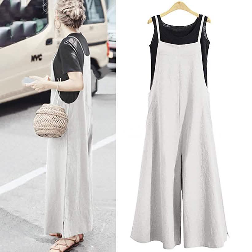 Women's Casual Loose Long Wide Leg Jumpsuits Women's Dresses - Tophatter Daily Deals