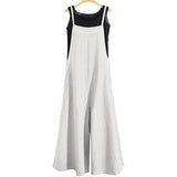 Women's Casual Loose Long Wide Leg Jumpsuits Cream Women's Dresses - Tophatter Daily Deals