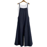 Women's Casual Loose Long Wide Leg Jumpsuits Navy Women's Dresses - Tophatter Daily Deals