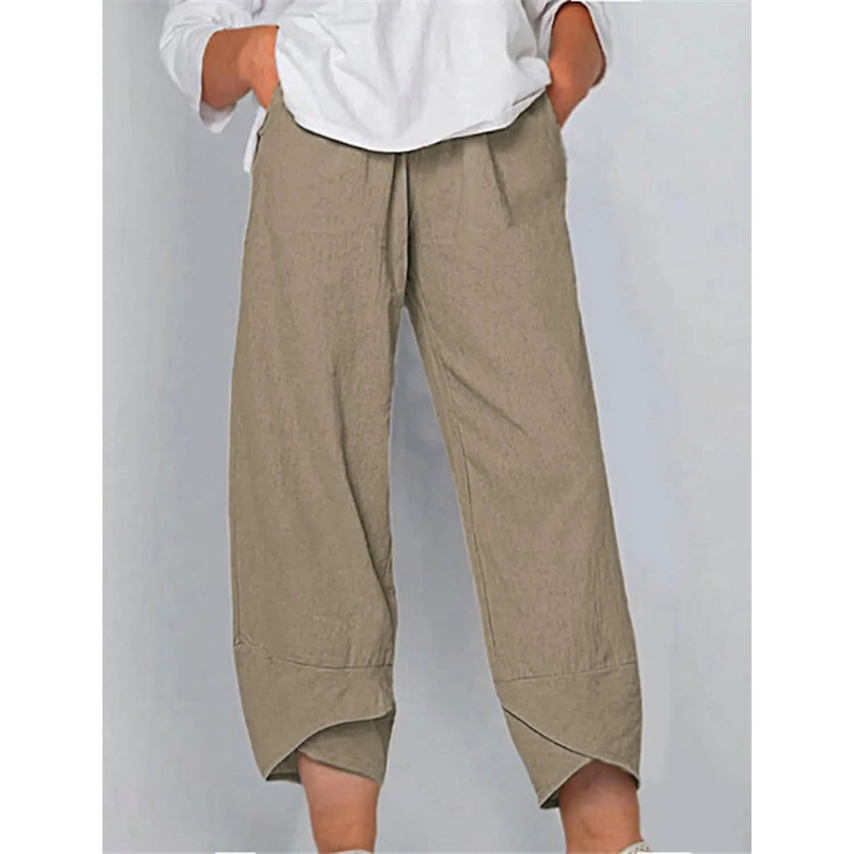 Women's Casual Plus Size Cotton Pants Khaki Women's Bottoms - Tophatter Daily Deals