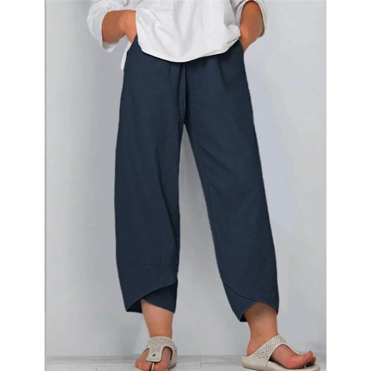 Women's Casual Plus Size Cotton Pants Navy Women's Bottoms - Tophatter Daily Deals