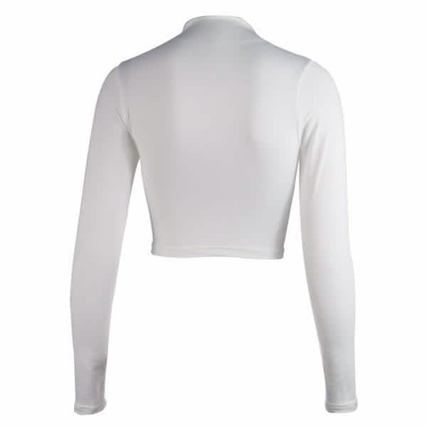 Women's Casual Round Neck Bottoming Long Sleeve Crop Top Women's Tops - Tophatter Daily Deals