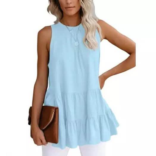 Women's Casual Shirley Top Light Blue Women's Tops - Tophatter Daily Deals